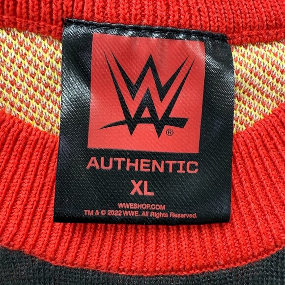 LA Knight WWE Sweater Men XL Black Red Christmas Long Sleeve Graphic "YEAH" Crew - Picture 5 of 13